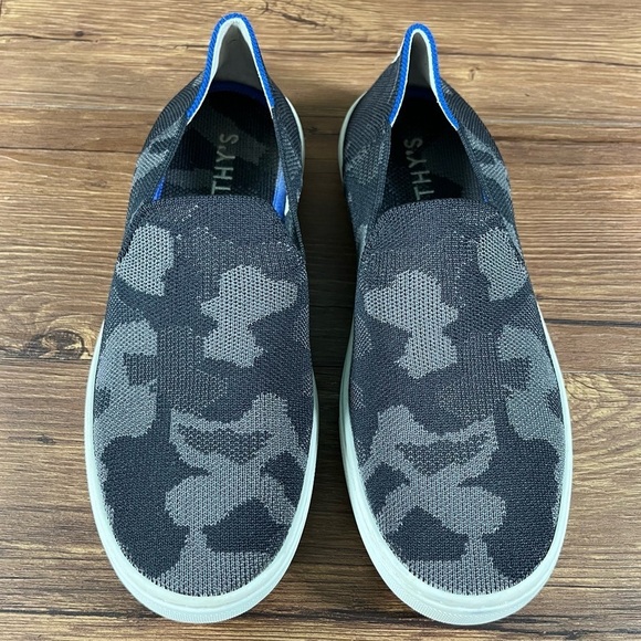 Rothy’s Slip-On Sneakers Black Camo Shoes Women’s Size 7.5 - Picture 1 of 11